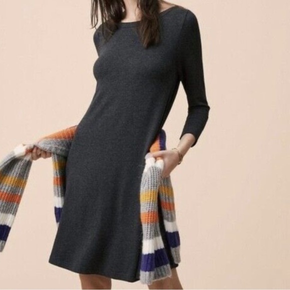 Lou & Grey Women L Charcoal Gray Cozy Comfort Casual Signaturesoft Swing Dress - Picture 1 of 8